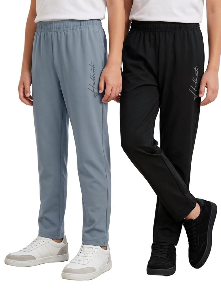 HELLCAT Boys Track Pant Casual Wear | Regular Fit Solid Jogger Style | Cotton Blend Fabric | Comfortable, Play & Sports | Pack of 2 HELLCAT Boys Track Pant Casual Wear | Regular Fit Solid Jogger Style | Cotton Blend Fabric | Comfortable, Play & Sports | Pack of 2
