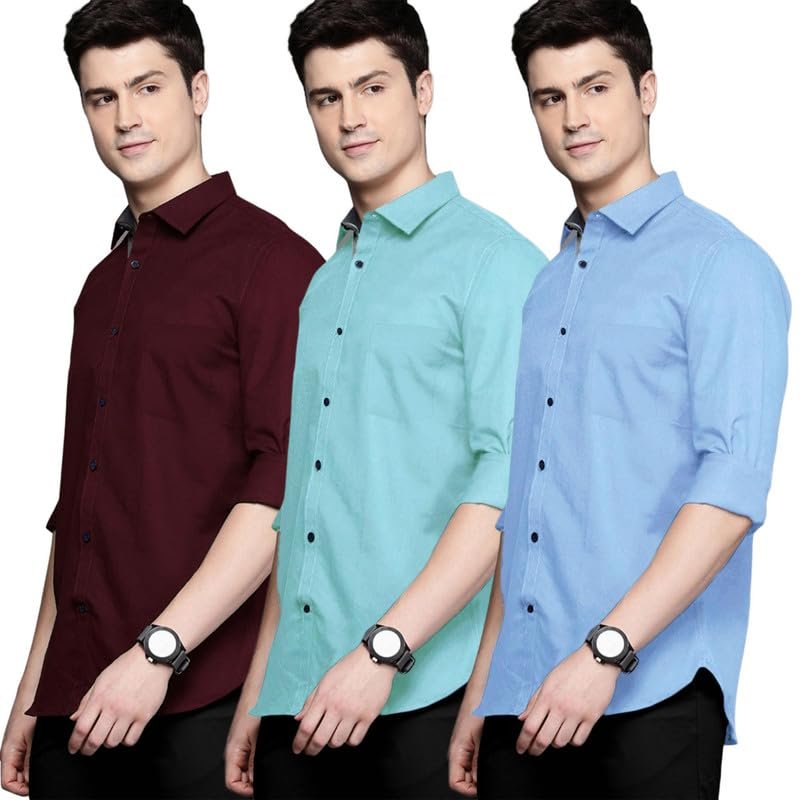 Pinkmint Men’s Solid Shirt | Soft Cotton Blend | Casual Shirt | Plain | Full Sleeve – Regular Fit (Combo | Available in Plus Size and Combo Pack of 3) Pinkmint Men’s Solid Shirt | Soft Cotton Blend | Casual Shirt | Plain | Full Sleeve – Regular Fit (Combo | Available in Plus Size and Combo Pack of 3)