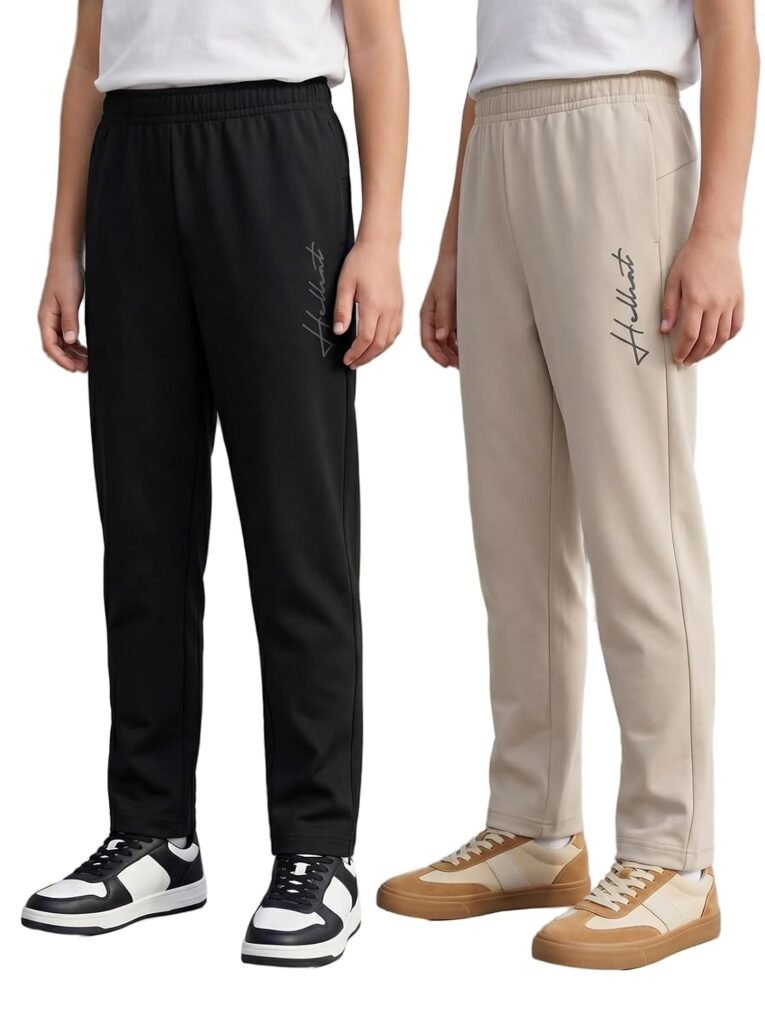 HELLCAT Boys Track Pant Casual Wear | Regular Fit Solid Jogger Style | Cotton Blend Fabric | Comfortable, Play & Sports | Pack of 2 HELLCAT Boys Track Pant Casual Wear | Regular Fit Solid Jogger Style | Cotton Blend Fabric | Comfortable, Play & Sports | Pack of 2