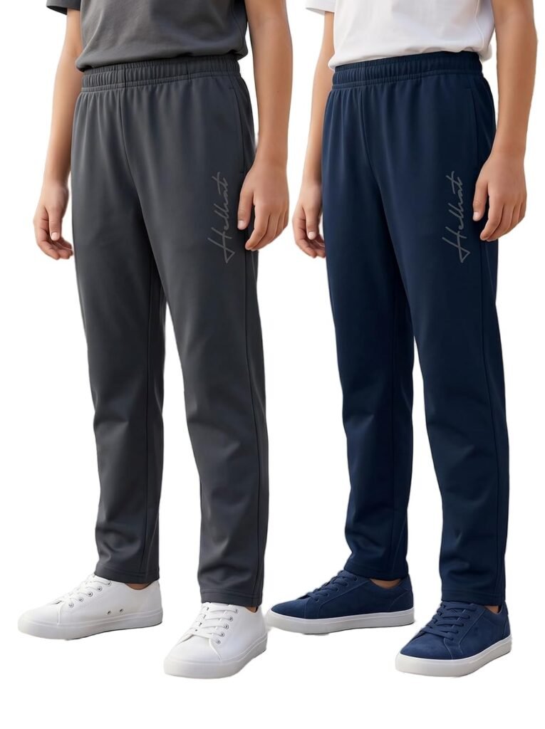 HELLCAT Boys Track Pant Casual Wear | Regular Fit Solid Jogger Style | Cotton Blend Fabric | Comfortable, Play & Sports | Pack of 2