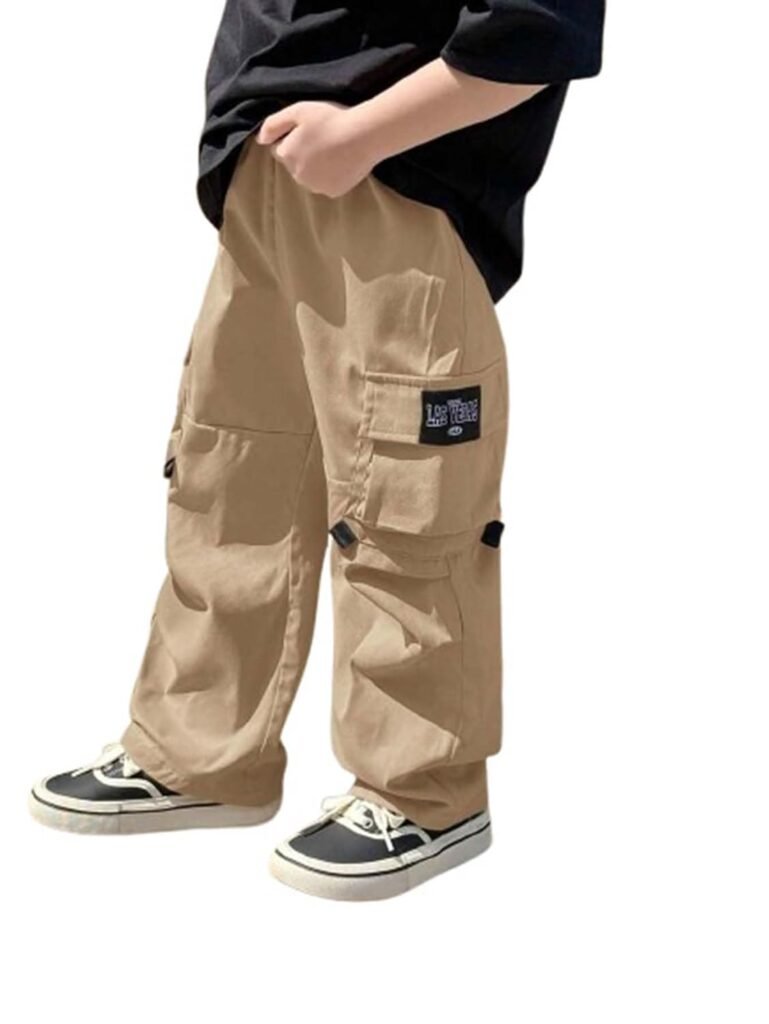 Lymio Junior’s Boys Cargo Pants | Stylish Cotton Blend Casual Trousers for Kids | Relaxed Fit Junior Boy Cargo Pant | Trendy Kids Streetwear Joggers with Multi-Pockets
