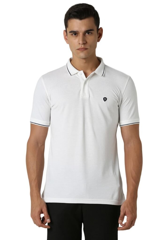 Van Heusen Men’s Cotton Solid Regular Fit Collar Polo T-Shirt