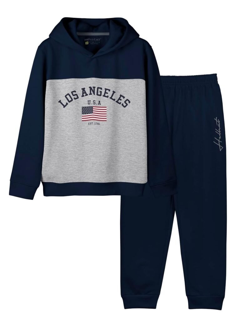 HELLCAT Trendy Printed Cotton Blend Hoodie T-shirt Jogger Trackpant Clothing Set for Boys – Pack of 1
