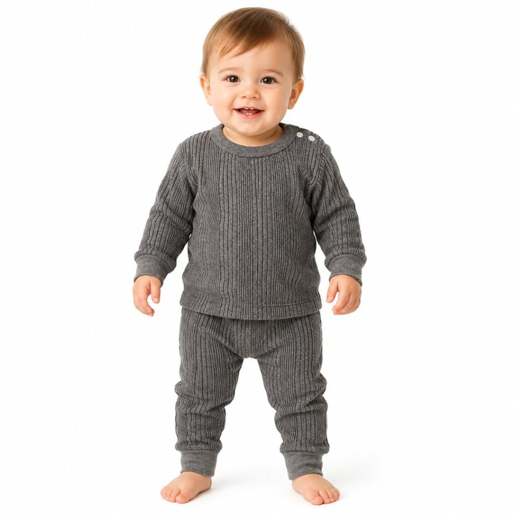 MOM CARE Baby Thermal Wear | Kids Warm Woolen T-Shirt & Bottom Set | Unisex Fleece Innerwear Set for Baby Girl & Baby Boy | Infant Winter Wear