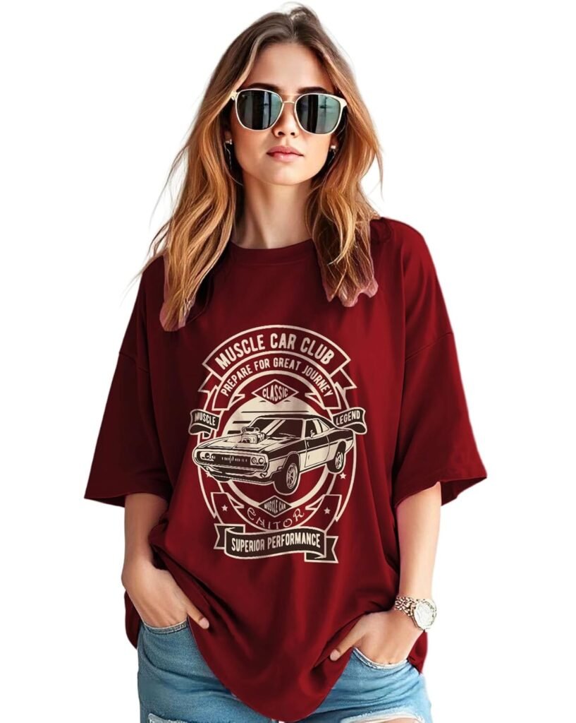 AUSK Oversized T-Shirt for Womens Cotton Blend || Graphic Front Printed Loose fit Womens Tshirt