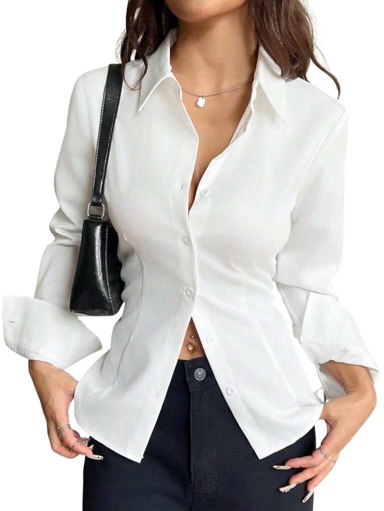 Aahwan Solid Front Button Long Sleeve Casual Shirt for Women’