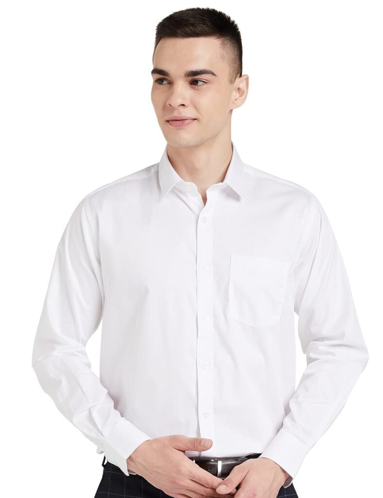 Amazon Brand – Symbol Men’s Solid Cotton Formal Shirt | Plain | Full Sleeve – Regular Fit (Available in Plus Sizes)