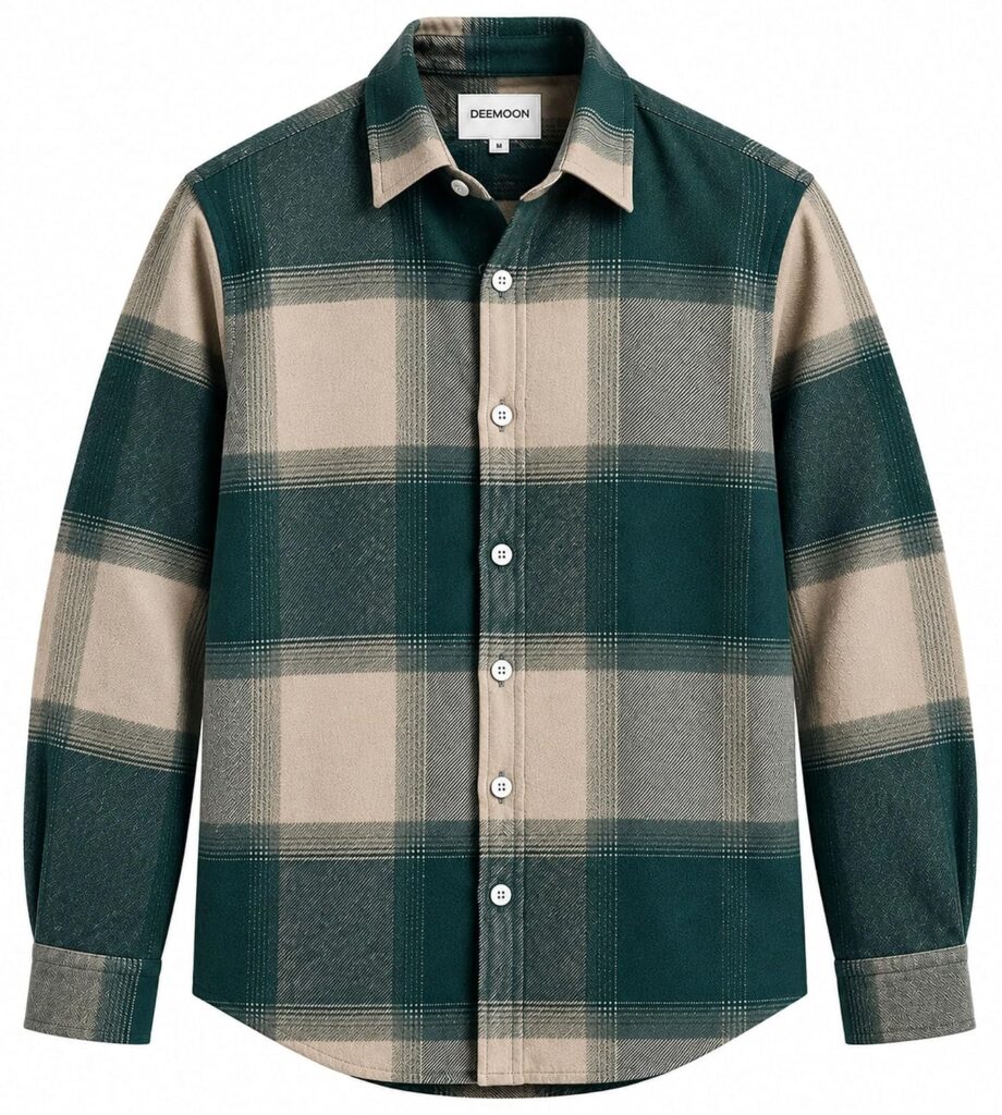 DEEMOON Men’s Premium Cotton Blend Printed Checkered Shirt | Full Sleeve Plaid Casual Button-Down Shirt | Soft & Comfortable Regular Fit | Office, Travel & Everyday Wear