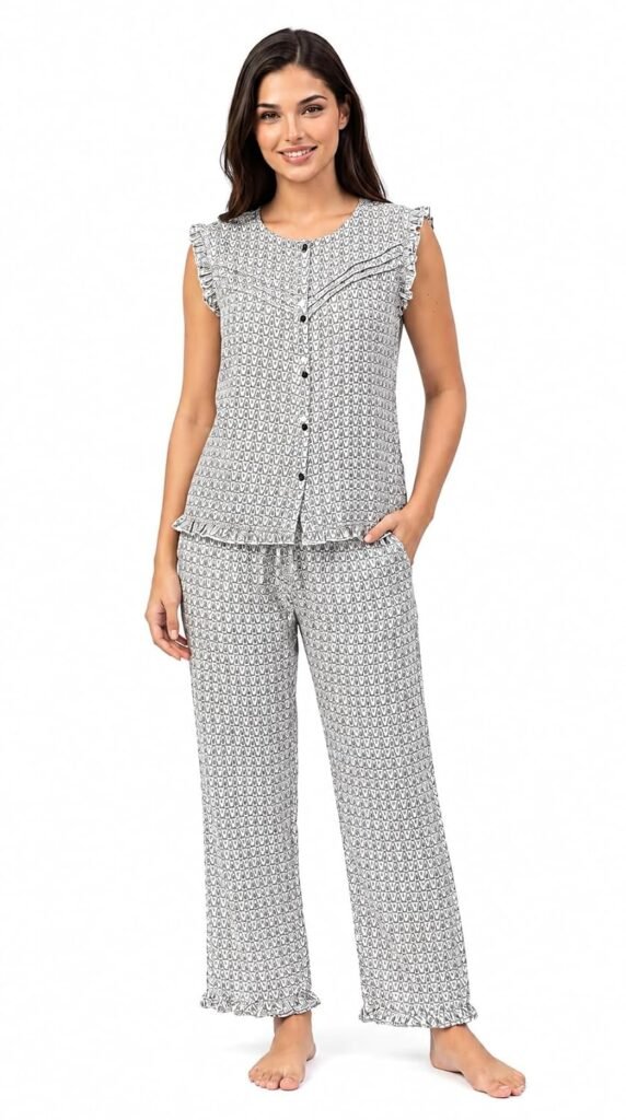 Evolove & Venus Rayon Slub Floral Printed Nightwear Collection – Comfortable Sleepwear for Women