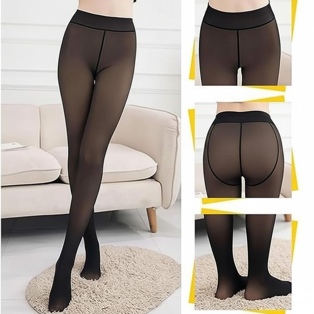 FLYNGO Women Skinny Fit Mid Rise Winter Wear Warm Fleece Thermal Leggings Tights Pants, Waist Size : 26 to 34
