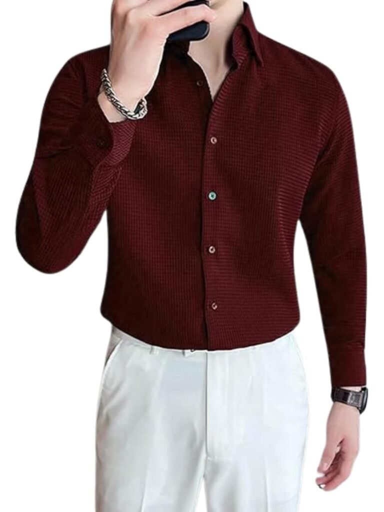 GRECIILOOKS Men’s Shirt | Formal Button Down – Slim Fit Office Shirt’s for Men | Premiuim Textured Long Sleeve Cotton Blend | Business & Meeting Ready