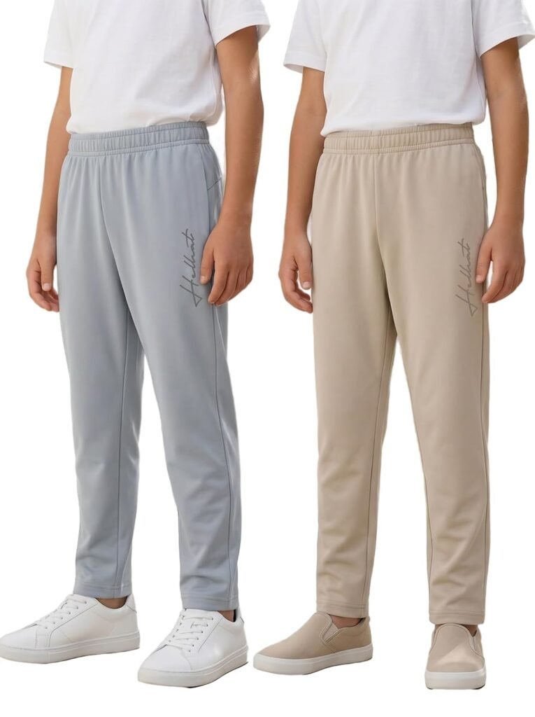 HELLCAT Boys Track Pant Casual Wear | Regular Fit Solid Jogger Style | Cotton Blend Fabric | Comfortable, Play & Sports | Pack of 2