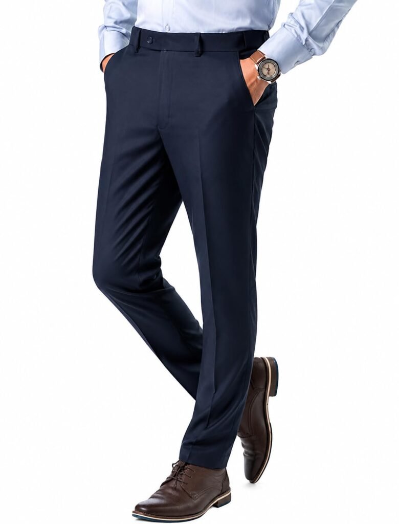 Jack and Jini Formal Pant with Expandable Waist for Men. Regular Fit, Flat Front, Premium Lycra Fabric for Office, Party and Casual Wear