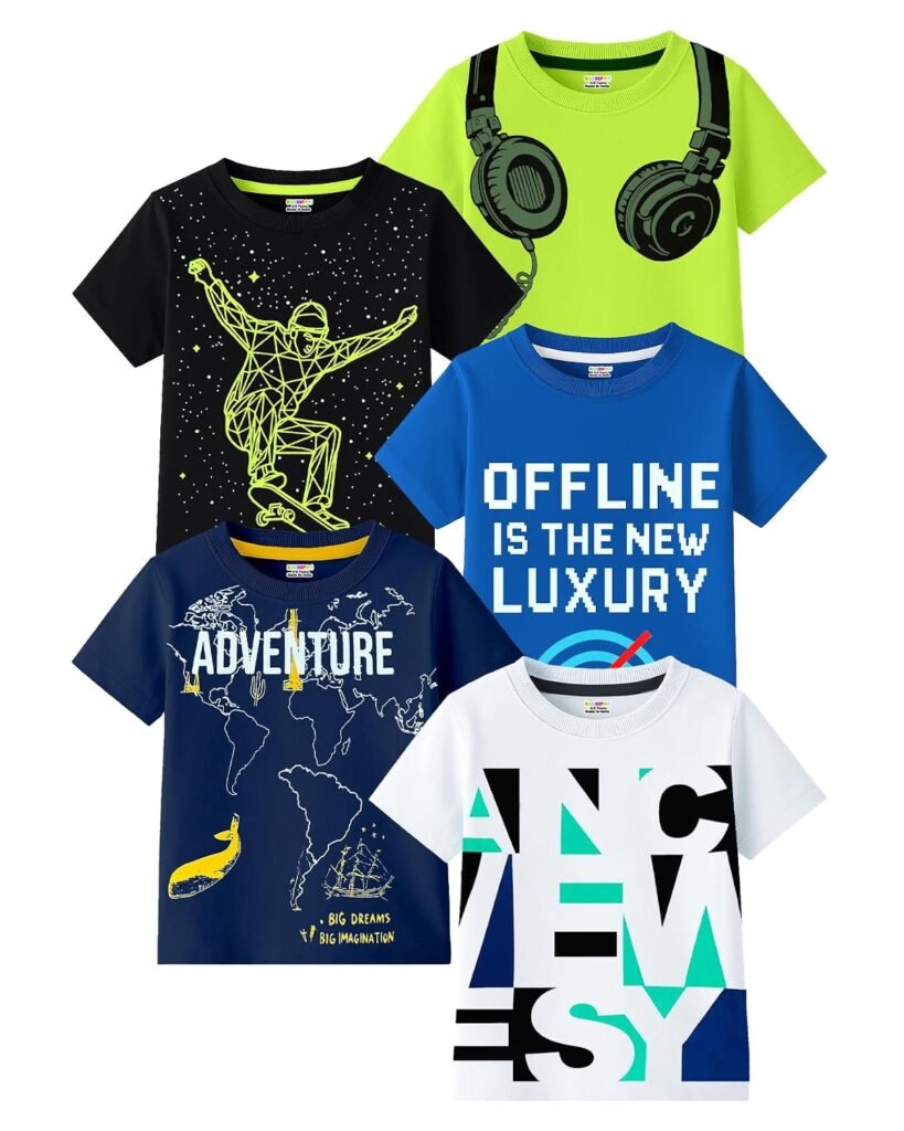 Kuchipoo Boys Half Sleeves Regular Fit Cotton T-Shirt