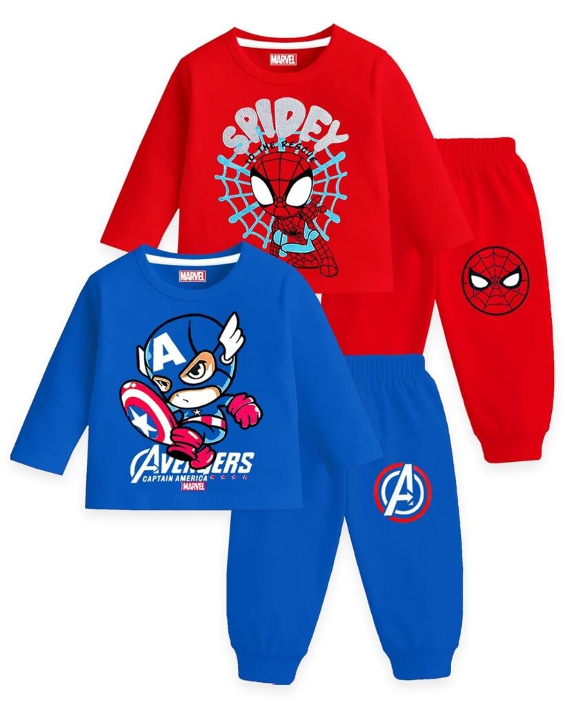 Kuchipoo © Marvel Boys Regular Fit Cotton T-Shirts and Pyjamas Set