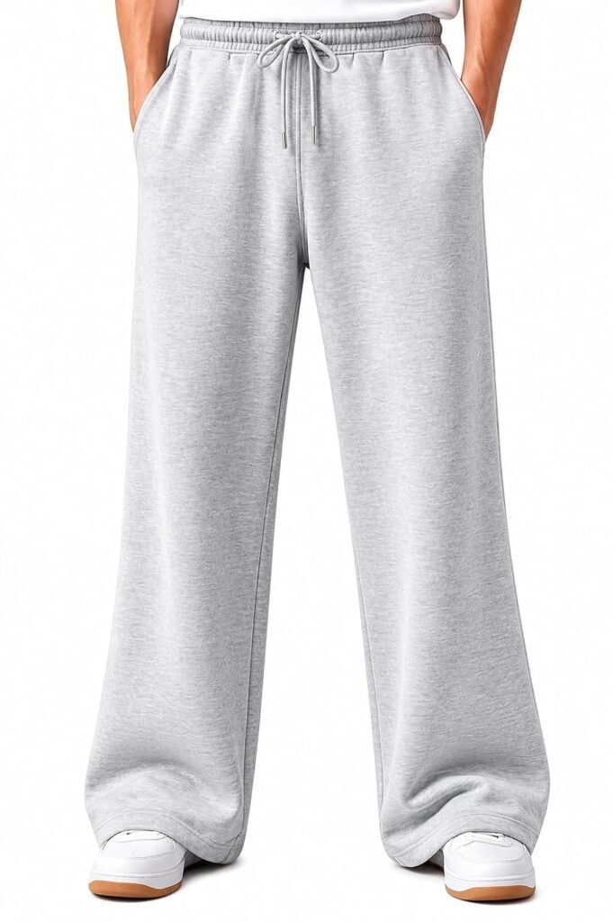 Men’s Baggy Track Pants | Oversized Cotton Joggers with Elastic Waistband, 2 Side Pockets & One Zipper Pocket | Relaxed Fit Streetwear, Gym & Casual Wear