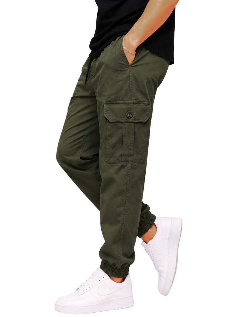 Men’s Cotton Cargo Pants | Cargo Trousers with Flap Buttoned Pocket | Elastic Waist Drawstring Casual Cargo Pants | Regular Fit Outdoor Travel Streetwear Bottom Wear Men’s Cotton Cargo Pants | Cargo Trousers with Flap Buttoned Pocket | Elastic Waist Drawstring Casual Cargo Pants | Regular Fit Outdoor Travel Streetwear Bottom Wear