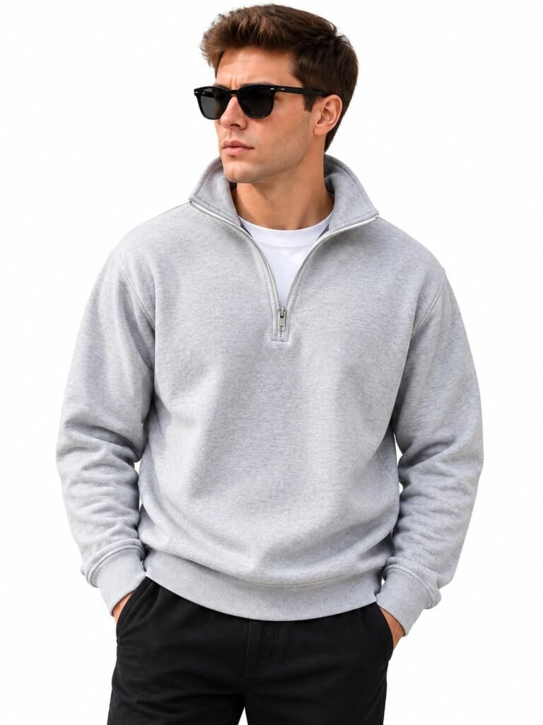 Men’s Cotton Fleece Half Zipper Sweatshirt