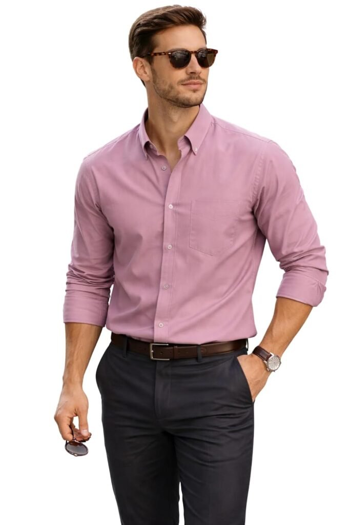 Men’s Solid Casual Shirt | Casual Plain Button Down Shirt for Men | Regular Fit Full Sleeves Smart Formal & Casual Wear