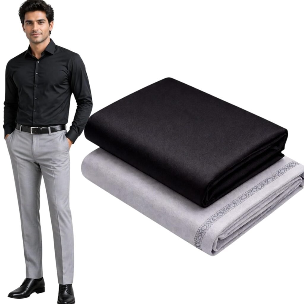 Men’s Unstitched Shirt Pant Fabric Combo | 2.25m Shirt and 1.2m Trouser Cloth | Cotton Blend Solid Fabric Set for Formal and Casual Wear