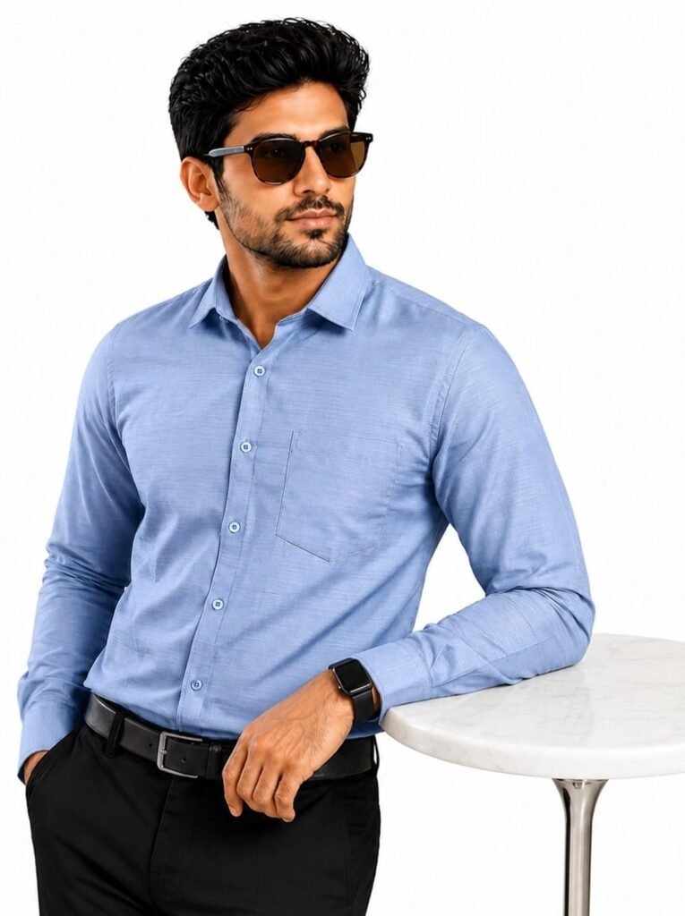 Pinkmint Mens Cotton Regular Fit Long Sleeve Button Down Shirt for Men Collared Casual Formal Soild Shirt