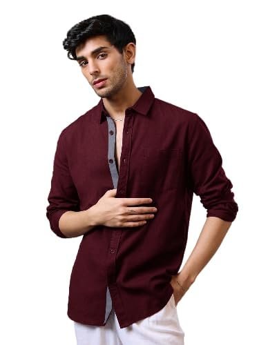 Pinkmint Men’s Solid Shirt | Soft Cotton Blend | Casual Shirt | Plain | Full Sleeve – Regular Fit (Available in Plus Size)