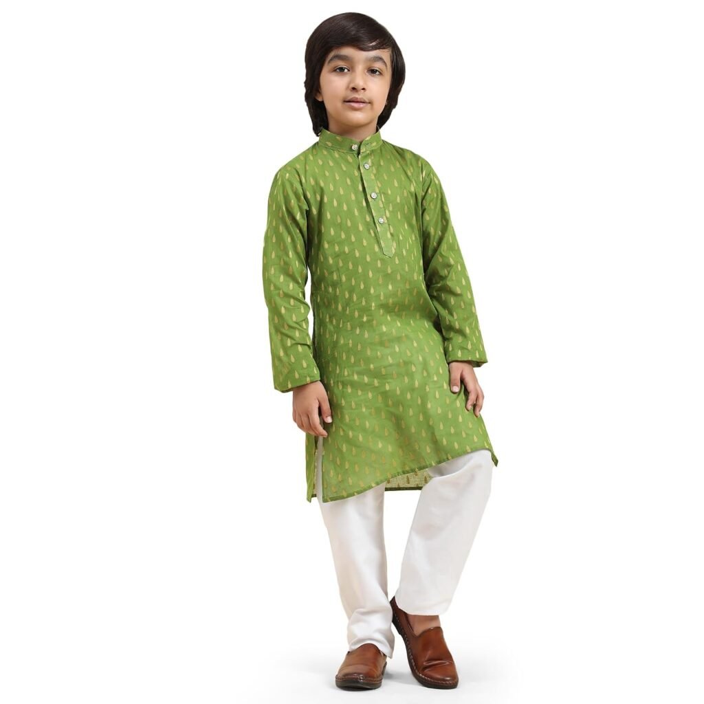 Pro-Ethic Style Developer Boy’s Cotton Printed Kurta Pajama For Kid’S s Traditional Dress Kurta Pajama Set