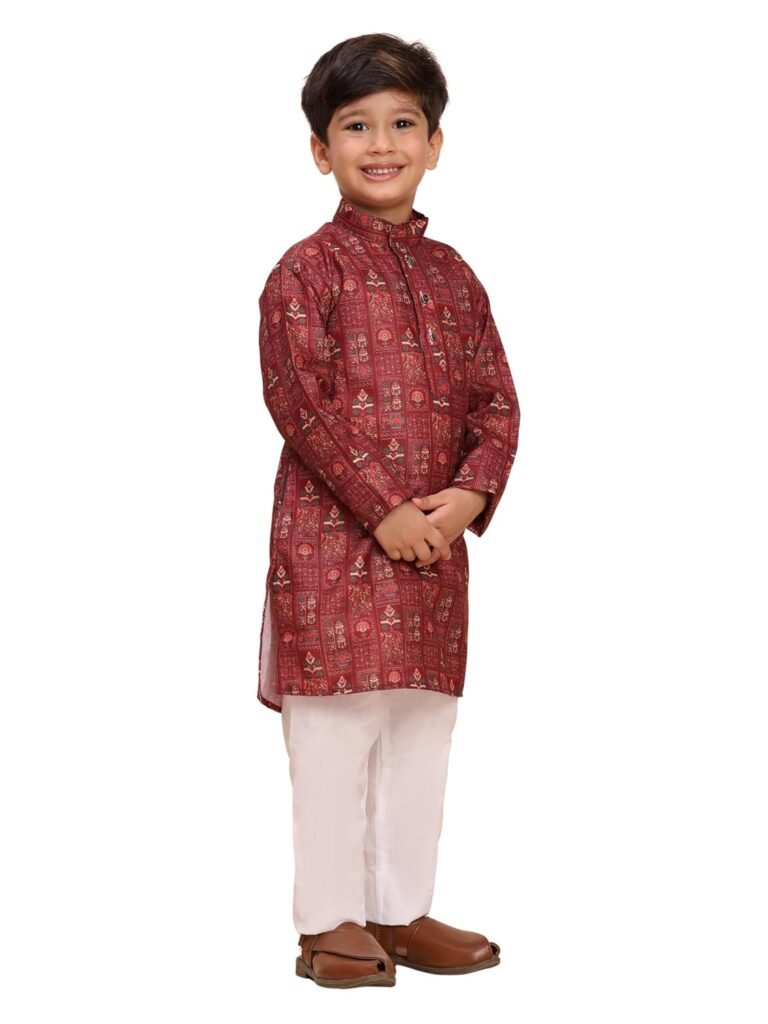 Pro-Ethic Style Developer Boys Heavy Cotton Printed Kurta and Pajama Set for Kid’s Ethnic Wear (S-280)