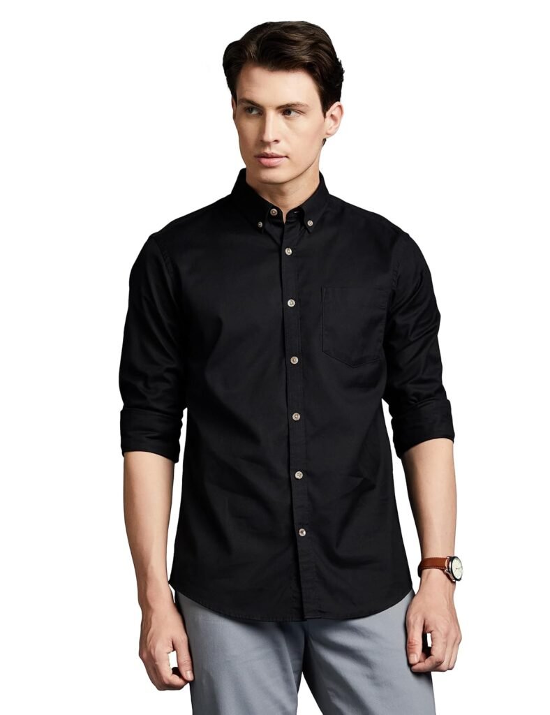 Symbol Premium Men Stylish Solid All Day Fresh Buttondown Casual Shirt – Regular Fit | Plain | Full Sleeve | Cotton Semi Formal Wear (Available in Plus Size & Combo Pack)