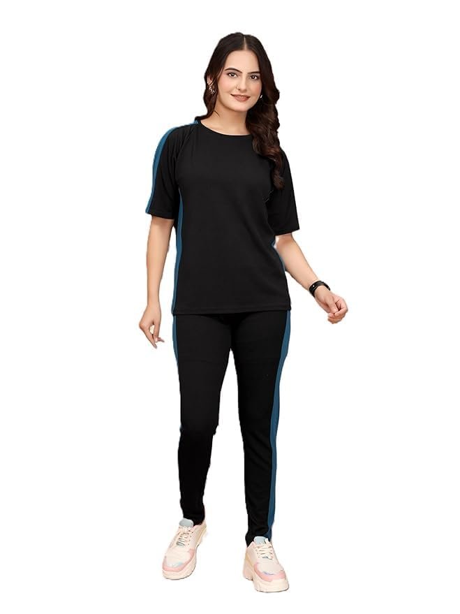 Women’s Active Wear Track Suit Set Sportswear Top & Bottom Set for Women Western for Fitness & Workout Tshirt for Women Gym pants