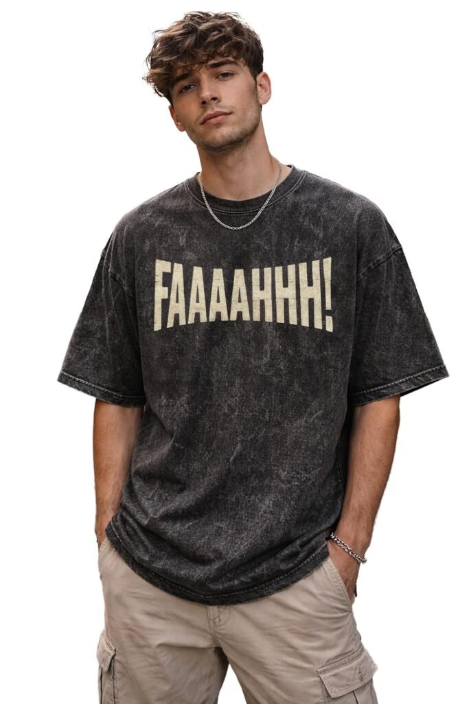 boffi … 100% Cotton Oversized T-Shirt Unisex Drop Shoulder Dye Washed Street Look Black Pack of 1
