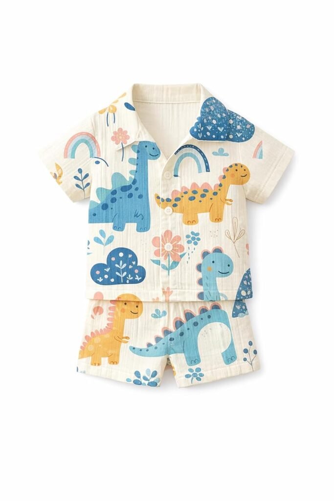 fashionable Cotton Blend Co-ord Set With Plain Color | Summer Short Sleeve Shirt and Shorts Set | Kids Casual Shirt & Shorts | Regular Wear